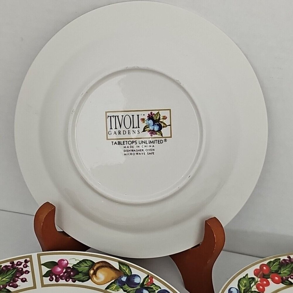 Tabletops Unlimited Tivoli Gardens Bowls 8" soup salad set-3 fruit butterfly - Picture 7 of 11